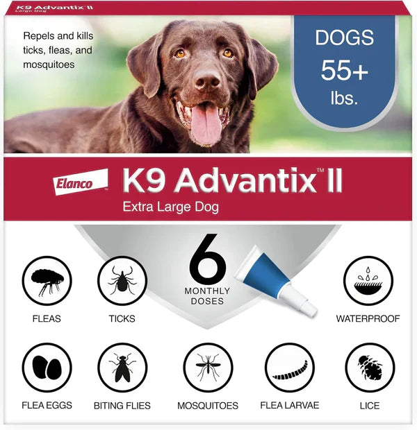 K9 Advantix II Flea Tick & Mosquito Treatment for XL Dogs Over 55 lbs 6 Monthly Supply
