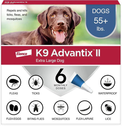 K9 Advantix II Flea Tick & Mosquito Treatment for XL Dogs Over 55 lbs 6 Monthly Supply