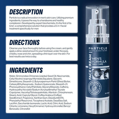 Particle 6-in-1 Face Cream for Mens Formula Daily Care 1.7 fl. oz / 50 ml