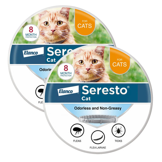 Seresto (2 Pack) Cat Flea & Tick Prevention Collar 8-Month Protection Vet-Recommended