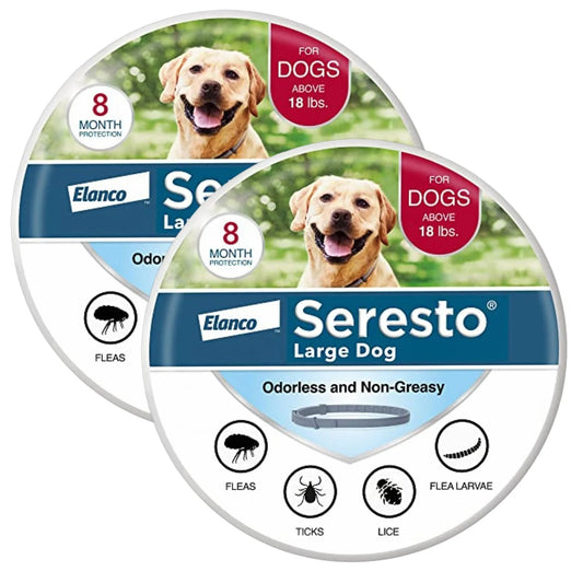 Seresto (2 Pack) Flea & Tick Collar for Large Dogs Over 18 lbs 8-Month Protection Vet-Recommended