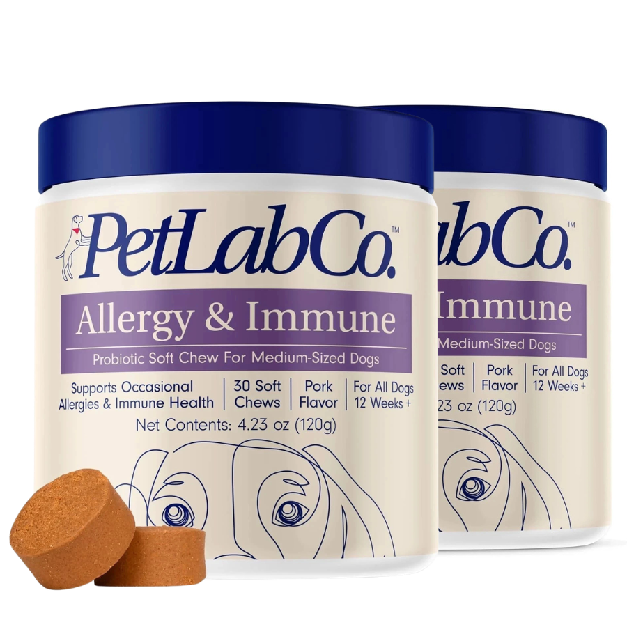 PetLab Co. Allergy & Immune Probiotic Chews for Dogs | Itch, Allergy & Gut Support – 2 Pack of 30 Chews
