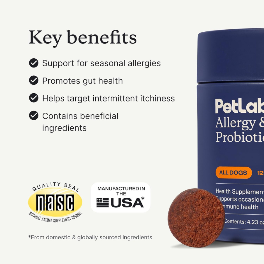 PetLab Co. Allergy & Immune Probiotic Chews for Dogs | Itch, Allergy & Gut Support – 2 Pack of 30 Chews