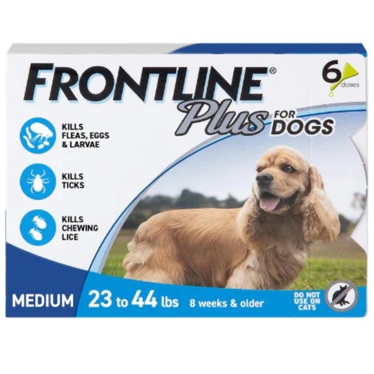 Frontline Plus Flea & Tick Treatment for Medium Dogs (23–44 lbs) – 6 Doses