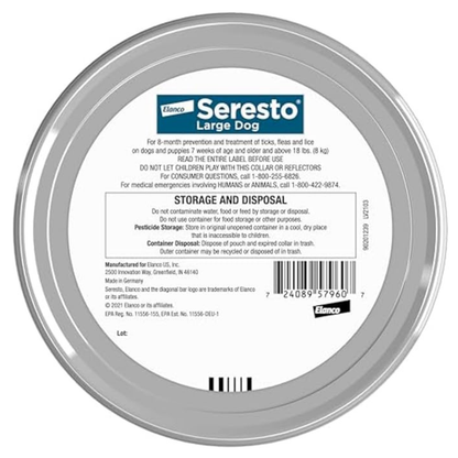 Seresto (2 Pack) Flea & Tick Collar for Large Dogs Over 18 lbs 8-Month Protection Vet-Recommended