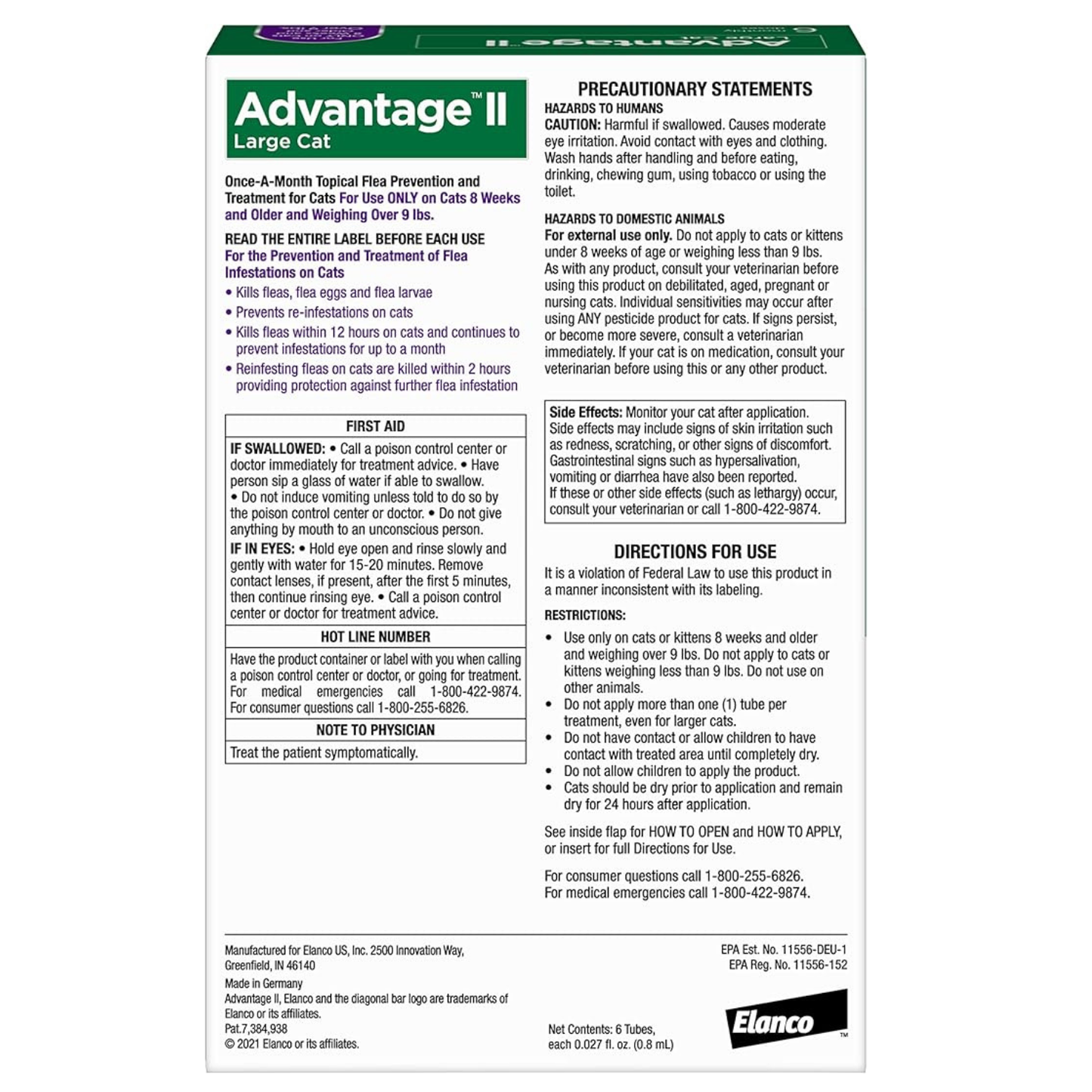 Advantage II Large Cat Flea Treatment & Prevention for Cats Over 9 lbs 6-Month Supply
