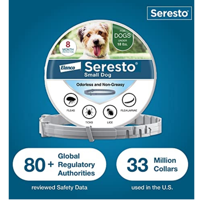Seresto (2 Pack) Small Dog Flea & Tick Prevention Collar 8-Month Protection for Dogs Under 18 lbs