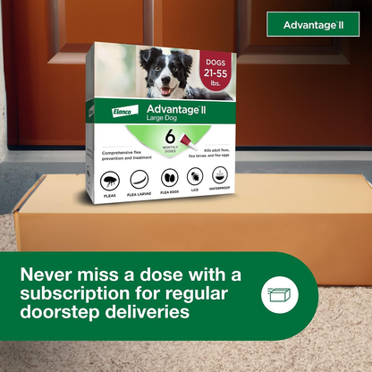 Advantage II Flea Treatment for Large Dogs 21-55 lbs 2 Pack of 6 Month Doses