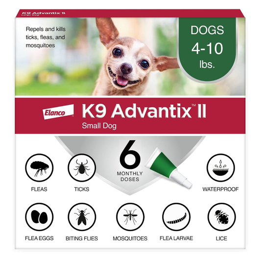K9 Advantix II Small Dog Flea & Tick Treatment 4-10 lbs 6 Month Supply