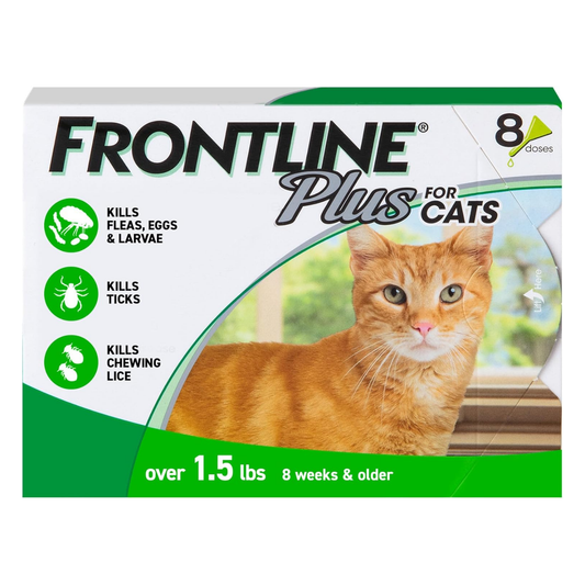 Plus Flea & Tick Treatment for Cats Over 1.5 lbs 8 Monthly Doses by FRONTLINE