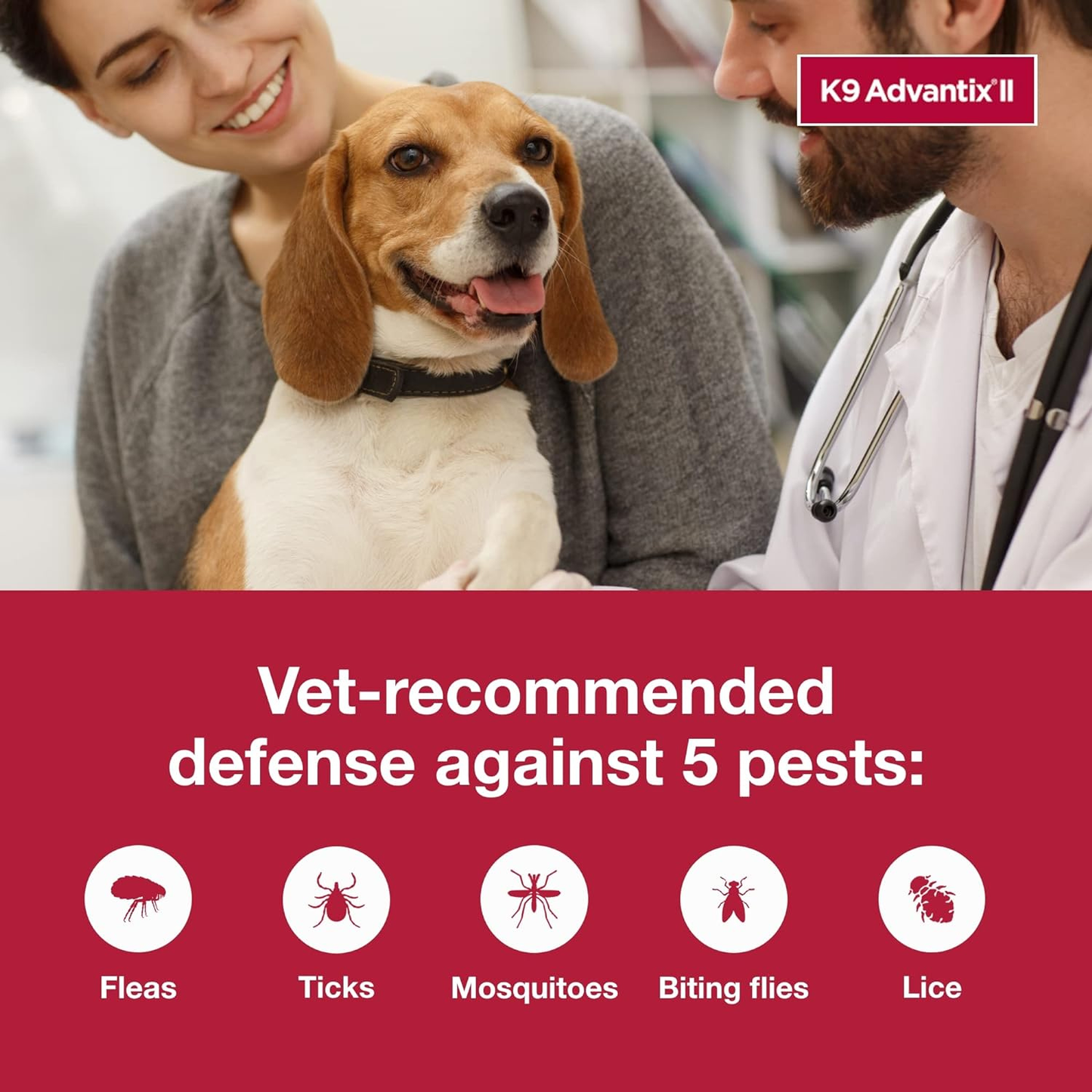 K9 Advantix II Flea Tick & Mosquito Treatment for Medium Dogs 11-20 lbs 2 Pack of 4 Month Doses