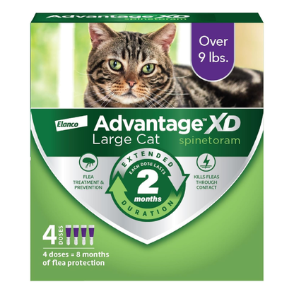 Advantage XD Large Cat Flea Treatment Over 9 lbs. 4 Doses 8-Month Supply