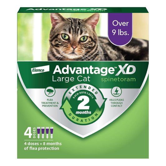 Advantage XD Large Cat Flea Treatment Over 9 lbs. 4 Doses 8-Month Supply